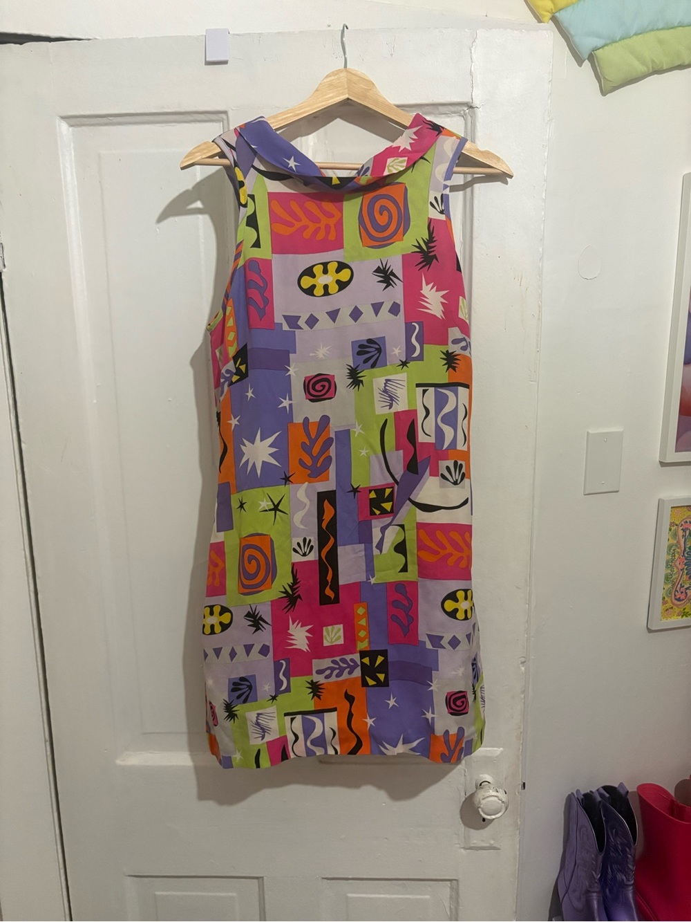 Vintage Sue Wong Funky colorful Gogo Geometric Mini Dress